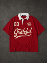 Red Grateful Polo Tee
