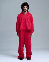 Red Distress Crop Hoodie