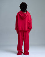 Red Distress Crop Hoodie